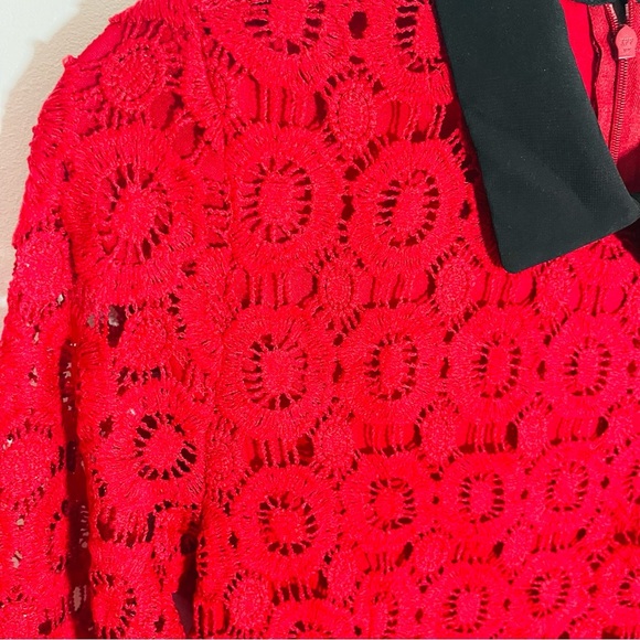 JessaKae Peter Pan Floral Crochet Dress Red Black Retro Modest Whimsigoth - Picture 9 of 10